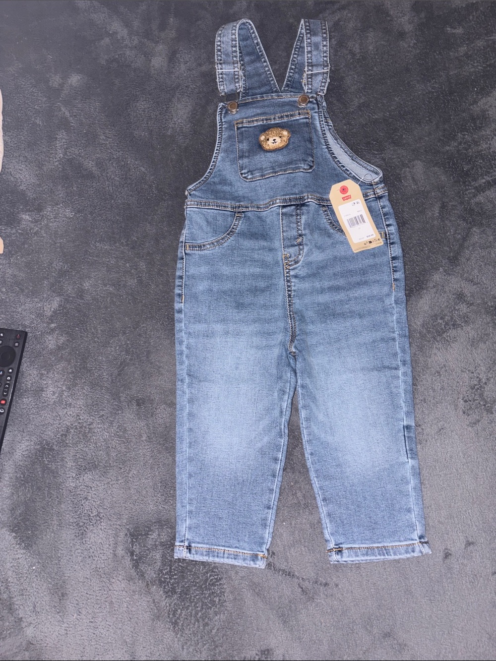 Levi's Light Blue Denim Kids Overalls with Bear Patch